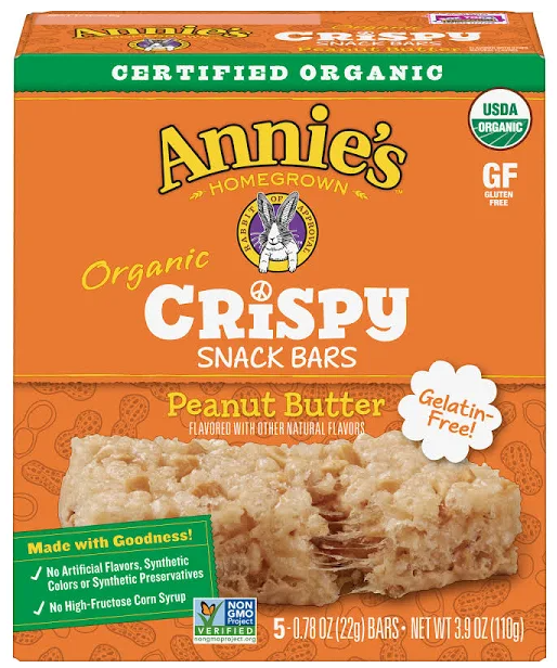 Annie's Organic Crispy Snack Bars, Peanut Butter 5 /.78 oz