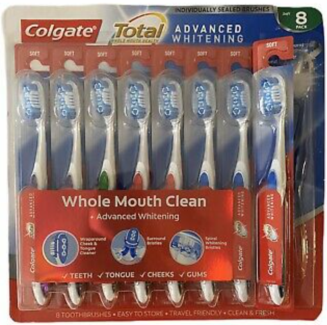 Colgate Total Advanced Whitening Toothbrush, 8-pack / SOFT