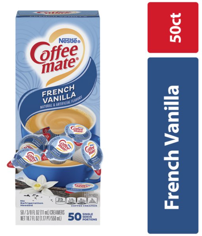 Nestle' Coffee Mate French Vanilla 50 Single Creamers 3/8 fl oz