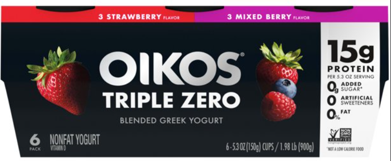 Oikos Triple Zero Blended Greek Yogurt 5.3 oz cups