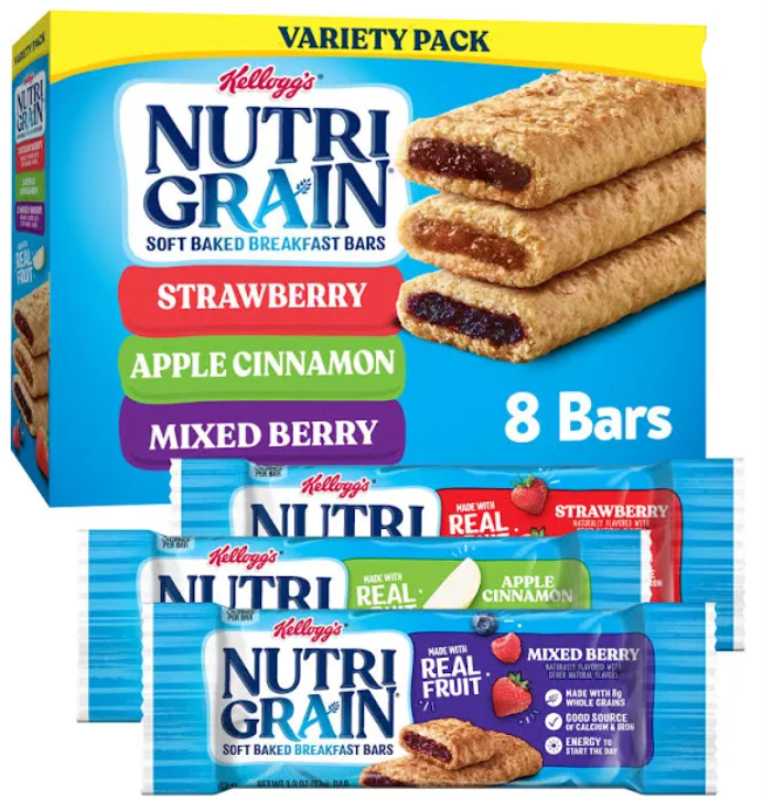 Kellogg's Nutri Grain Soft Baked Breakfast Bars Variety Pack 8ct