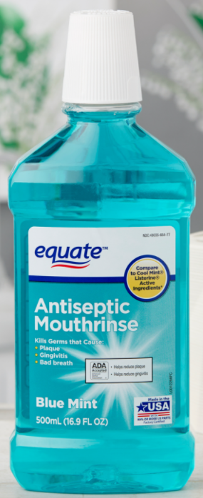 Equate Blue Mint Antiseptic Mouthrinse, 16.9 Fl oz