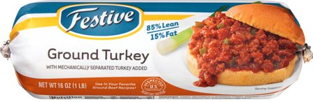 Festive Ground Turkey 85%Lean/15%Fat