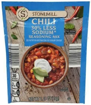 Stonemill 30% Less Sodium Chili Seasoning  Mix 1.25oz