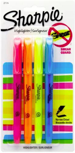 Sharpie Pocket Style Highlighters Assorted 4 pack