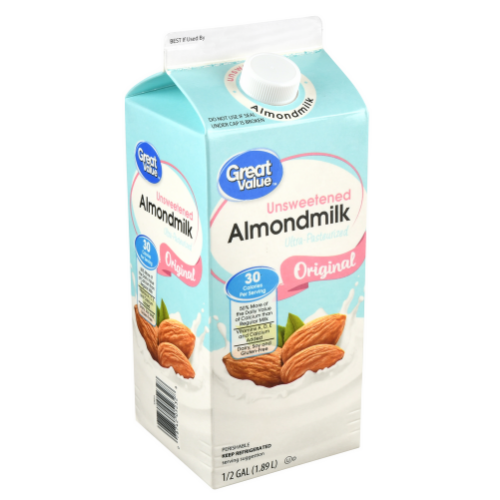 Great Value Almondmilk  Unsweetened Original 1/2 gal