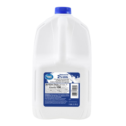 Great Value Grade A 2% Reduced Fat Milk - Gallon