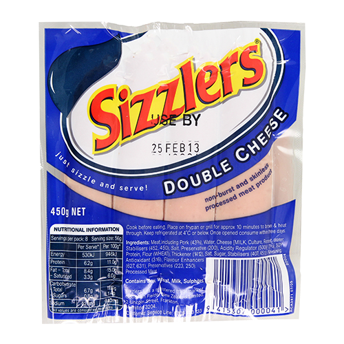 Sizzlers Double Cheese Sausages 450g