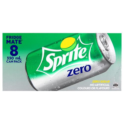 Sprite Soft Drink Cans No Sugar - 8pk 330ml