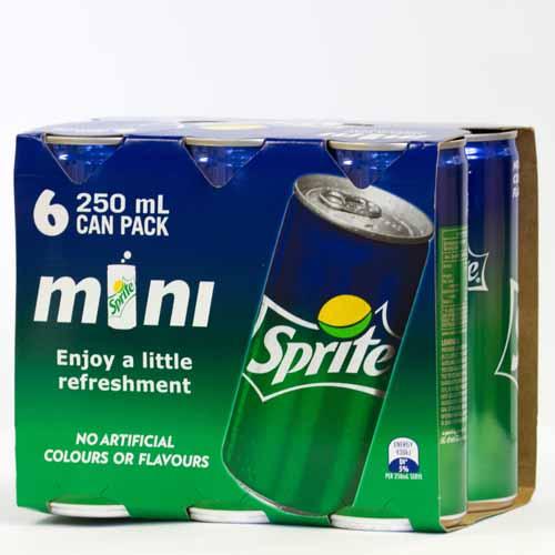 Coca Cola Soft Drink Cans Sprite - Mini 6pk 250ml