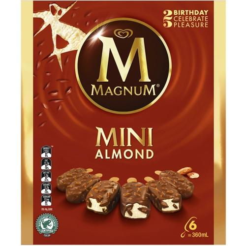 Magnum Mini Almond Icecream 6pk/360ml