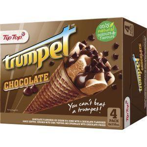 Tip Top Trumpet Chocolate Ice Cream On Cone 4pk