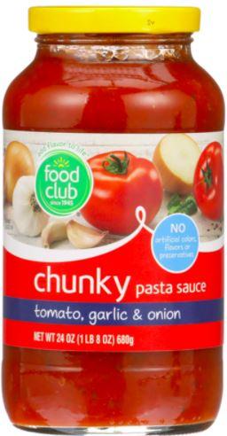 Food Club Tomato, Garlic & Onion Chunky Pasta Sauce 24oz