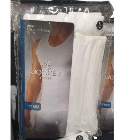 Mens Jockey Singlet, 2pk, White Small