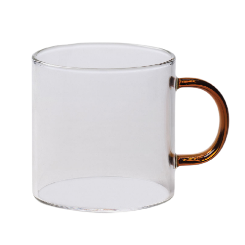 Citta Mug w Coloured Handle  Clear/Amber 8cmdiax8cmh