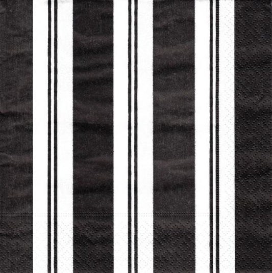 Cocktail Napkin Awning Stripe Black & White