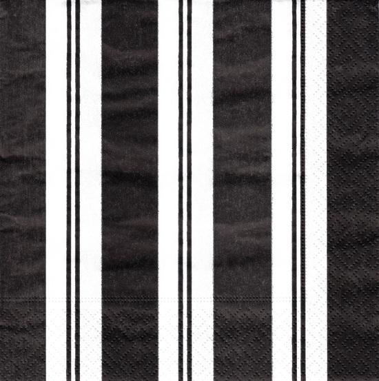 Cocktail Napkin Awning Stripe Black & White