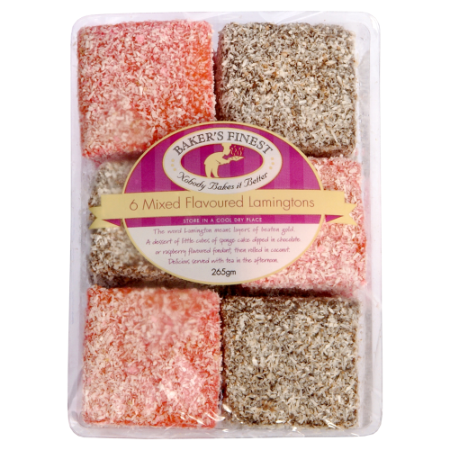 Bakers Finest Mixed Lamingtons 6Pk