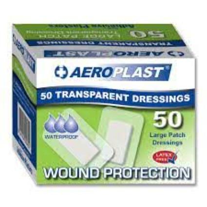 Aeroplast Transparent Plasters Large Patch 75mm x 50mm