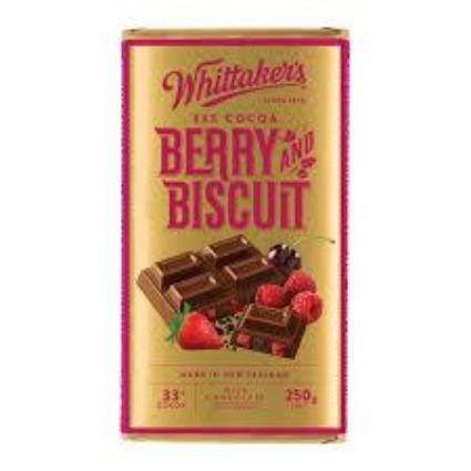 Whittakers 33% Cocoa Berry & Biscuit Chocolate Block 250g