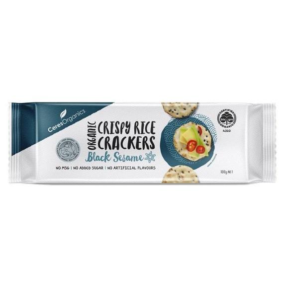 Ceres Organics Brown Rice Crackers Black Sesame 100g