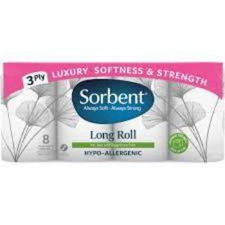 Sorbent Toilet Paper Thick & Large Hypo-Allergenic 8pk