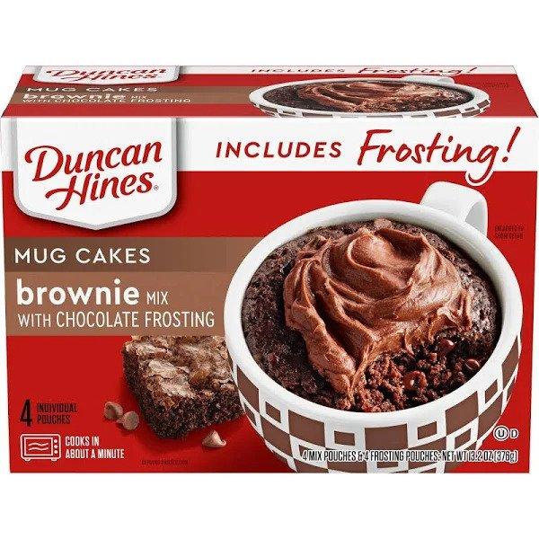 Duncan Hines Mug Cakes Brownie With Chocolate Frosting 4 Individual Pouches