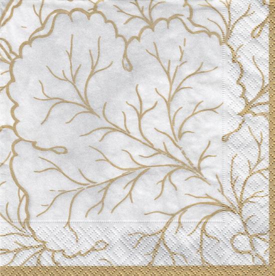 Napkin Cocktail Gilded Majolica Ivory