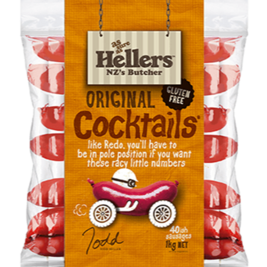 Hellers Cocktail GF Original Precooked Sausages 1kg