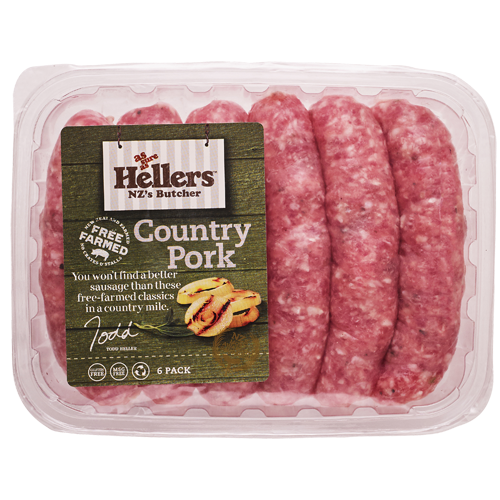 Hellers Country Pork Sausages 6pk FROZEN