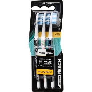 Listerine Reach Medium Toothbrush 3pk