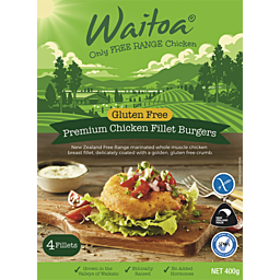 Inghams Waitoa Chicken Burgers Free Range GF 400g