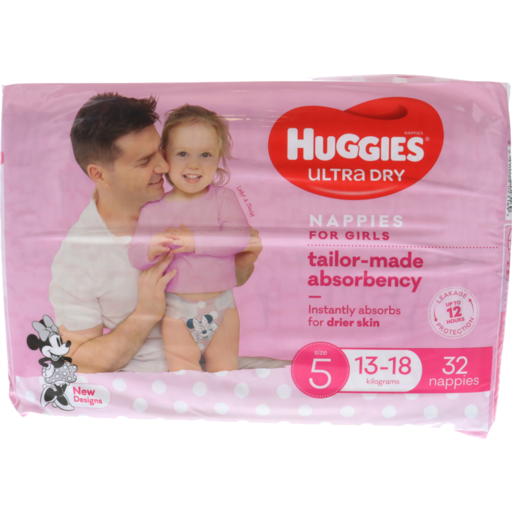 Huggies Ultra Dry Walker Girl Size 5 Nappies 32pk