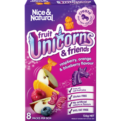 Nice & Natural Unicorns Raspberry Orange 8pk Snacks 136g