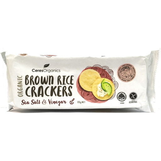 Ceres Organics Brown Rice Crackers Salt & Vinegar 115g