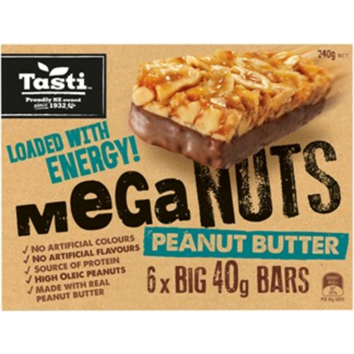 Tasti Mega Nuts Nut Bar Peanut Butter 40g ea / 6pk