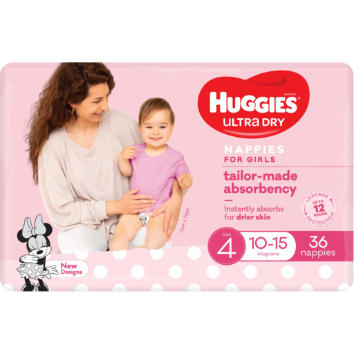 Huggies Ultra Dry Toddler Girl Size 4 Nappies 36pk