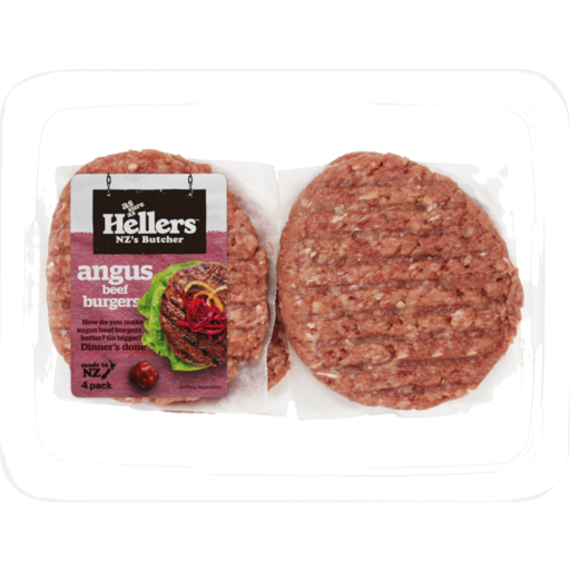 Hellers Angus Beef Burger Pattie 4pk