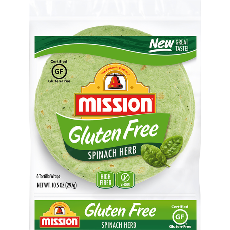 Mission Gluten Free Spinach Herb Tortilla Wraps 6 ct