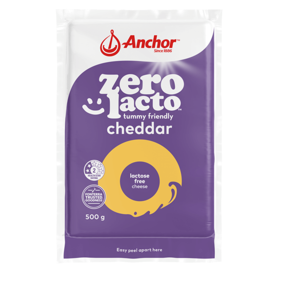 Anchor Zero Lactose Cheddar Cheese 500g Block