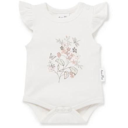 Aster & Oak White Alyssum Summer Floral Print Onesie ea