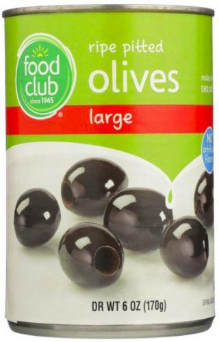 Food Club Ripe Pitted Black Olives Large 6oz