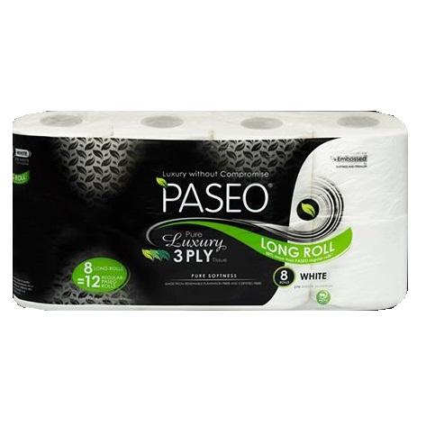 Paseo Toilet Paper 8pk White Long Roll