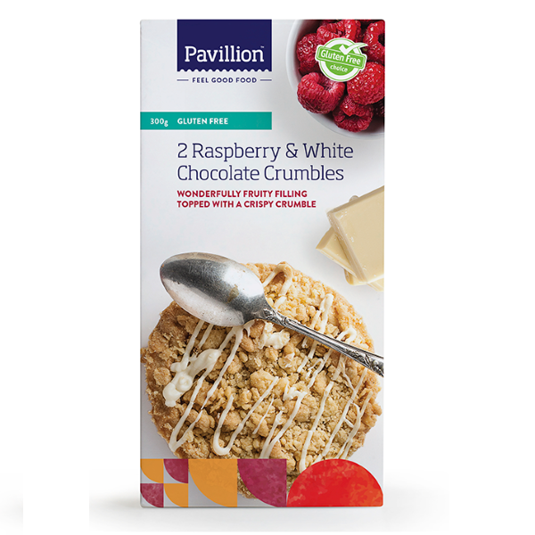 Pavillion GF Raspberry & White Choc Crumbles 2pk/150g