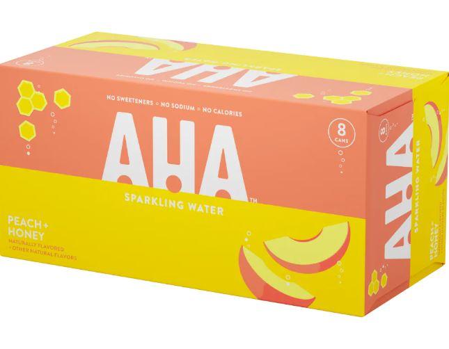 Aha Peach + Honey Sparkling Water 8 pk/12 fl oz