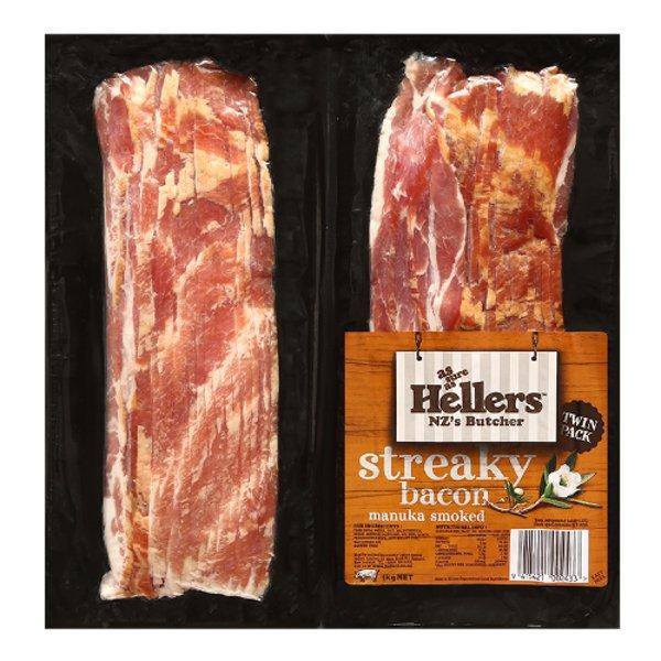 Hellers Manuka Smoked Streaky Bacon Twin Pack 1kg