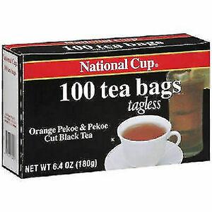 National Cup Tagless Tea Bags Orange Pekoe & Pekoe Cut Black Tea Blend 6.4 oz