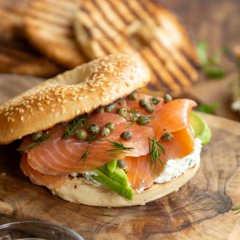 C&C Kitchen Salmon Topped Bagels