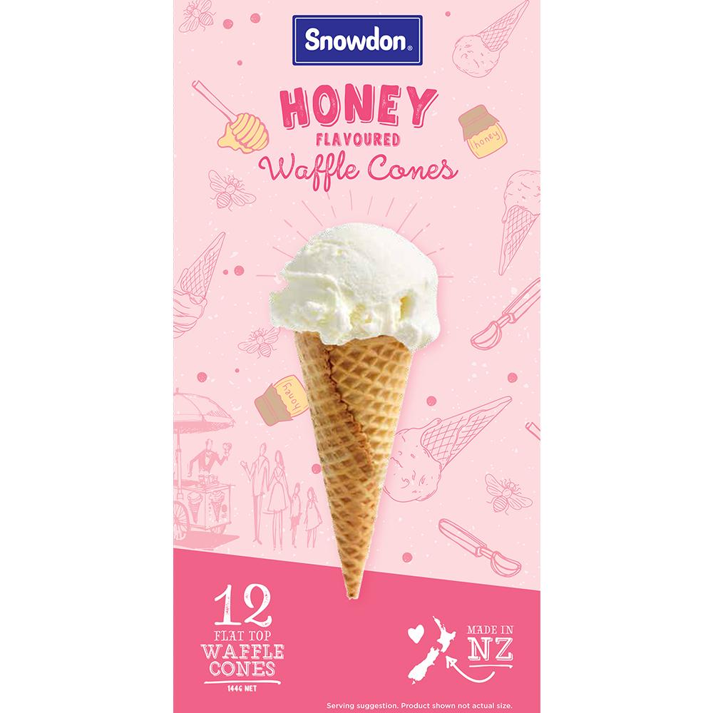 Snowdon Honey Waffle Cones 12pk