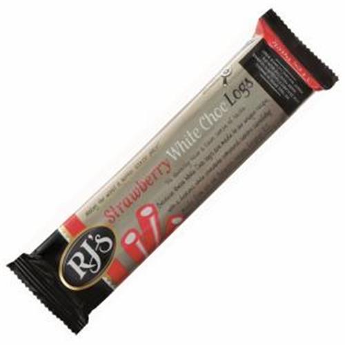 RJs Strawberry White Choc Log Triple 120g